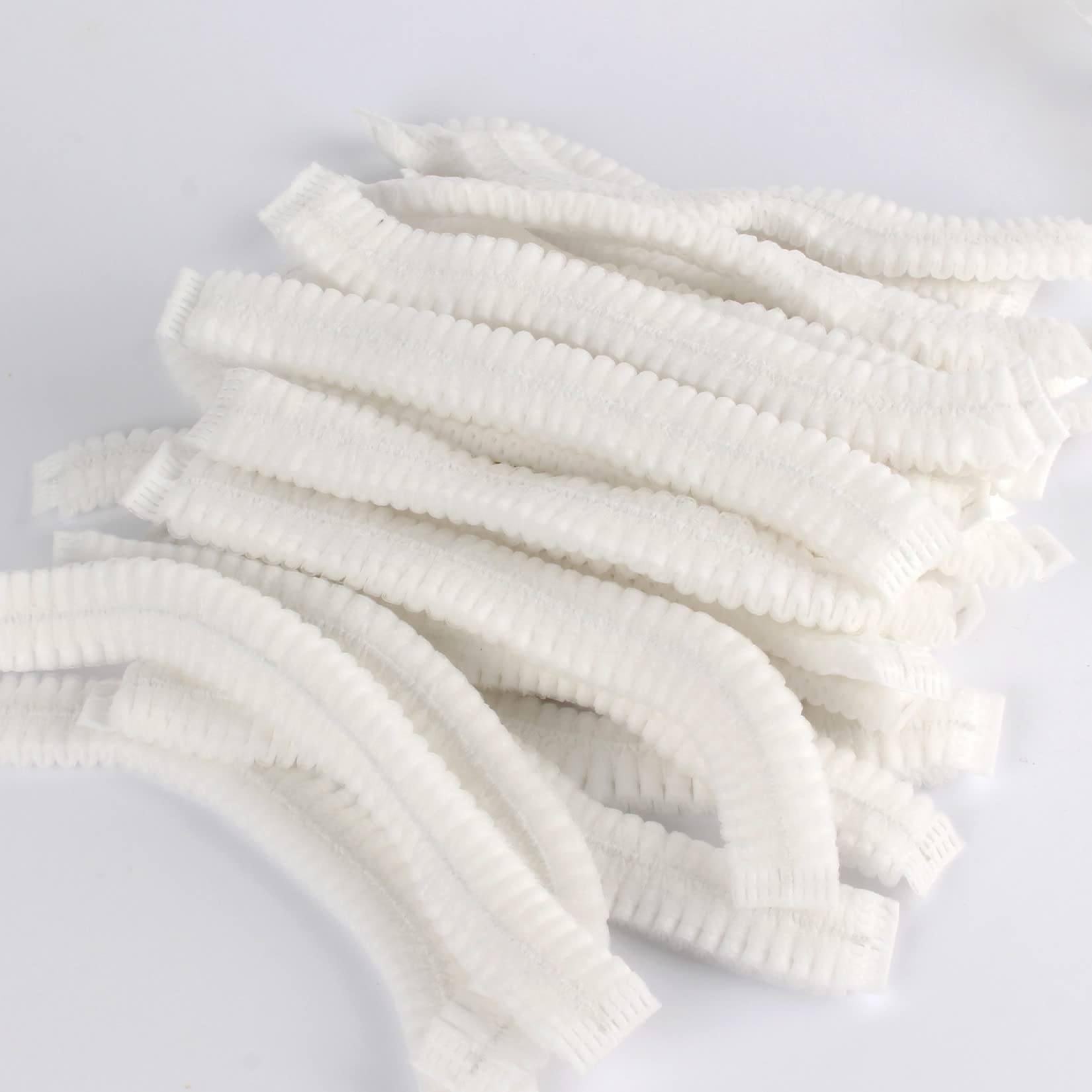 100 Pieces Disposable Non-Woven Clip Caps Mob caps hairnets Head Cover, 21", with 6 Colors for You to Choose. (White)