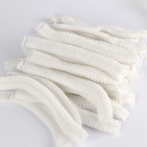 100 Pieces Disposable Non-Woven Clip Caps Mob caps hairnets Head Cover, 21", with 6 Colors for You to Choose. (White)