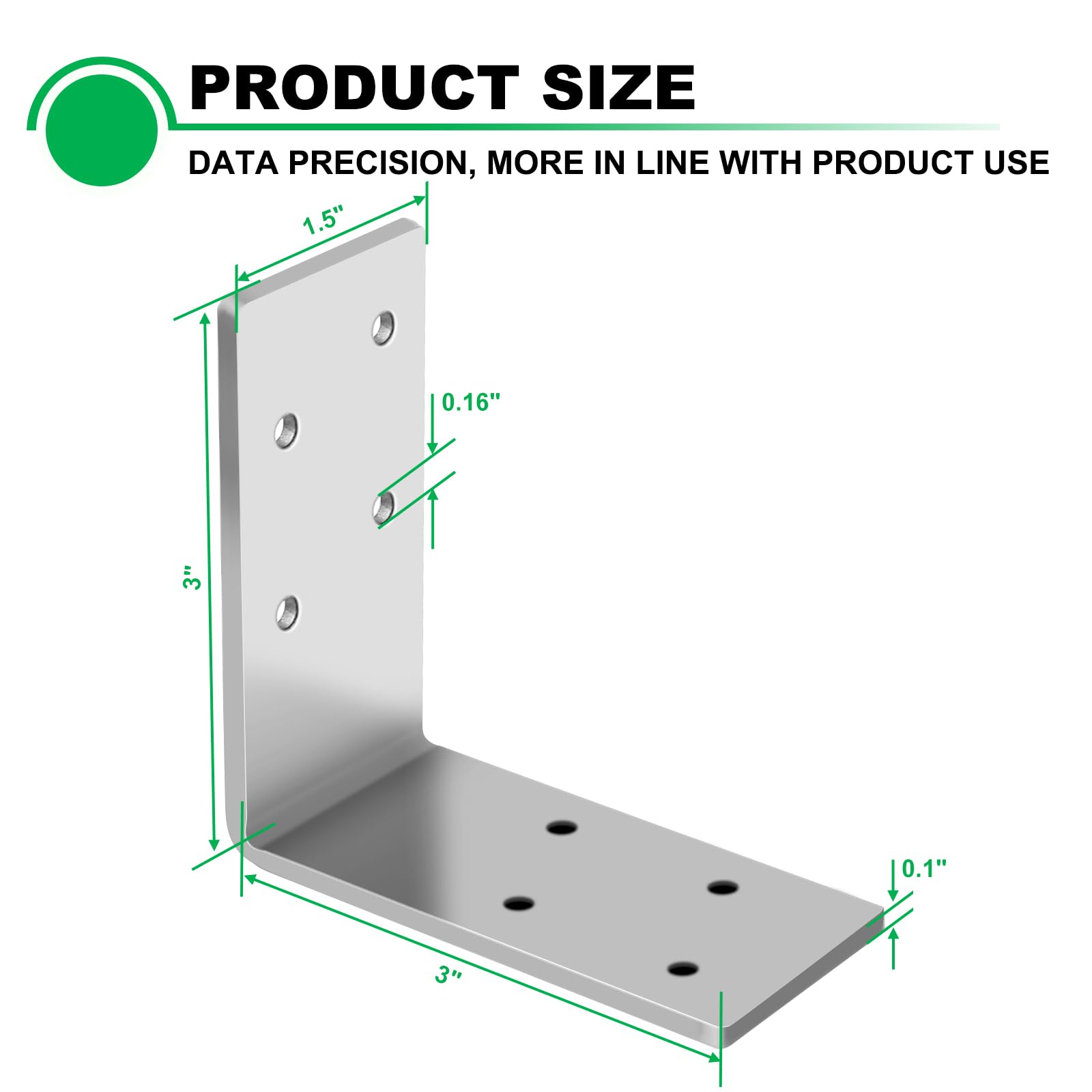 Andorm 8 Pack L Brackets 3x3 for Wood, Framing Bracket, Heavy Duty Corner Brackets, Stainless Steel Corner Brace, 90 Degree Bracket, Iron Brackets for Wood Beam, Angle Iron with Holes Outdoor