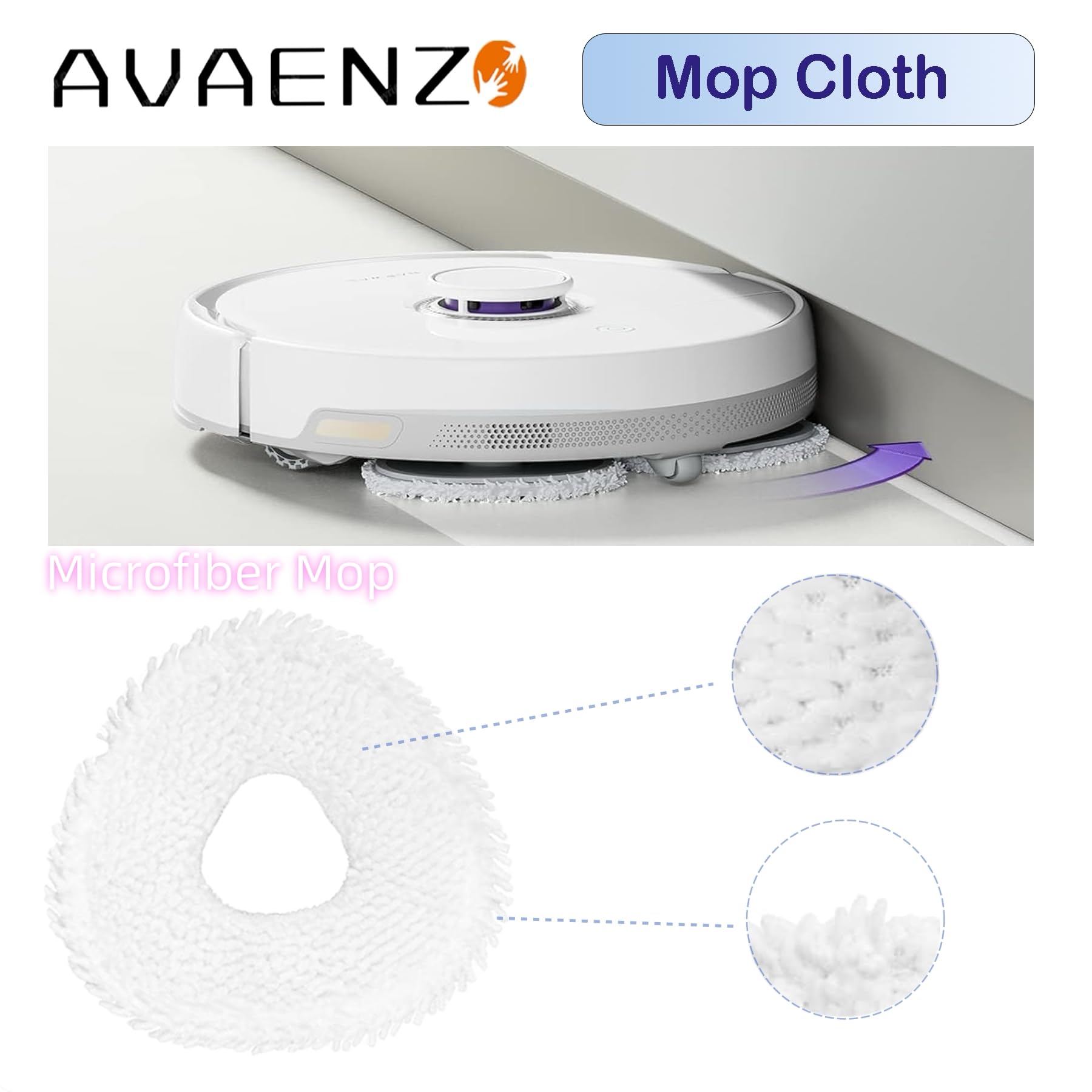 Avaenzo Replacement Mop Pads Compatible with Narwal Freo Pro X Ultra Narwal Freo Z Ultra Z10 T10 J3 J4 J5 R10 Microfiber Resuable Mop Cloth Robot Vacuum Cleaner Accessories