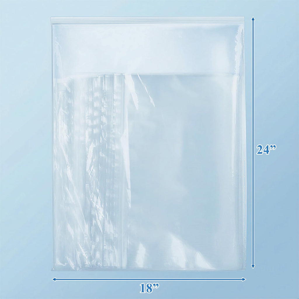 Elsjoy 50 Pack 18" x 24" Large Reclosable Storage Bags, 5 Gallon Resealable Zipper Plastic Bags for Clothes, Clear Reusable XL Zip Bags for Moving, Food, Clothing
