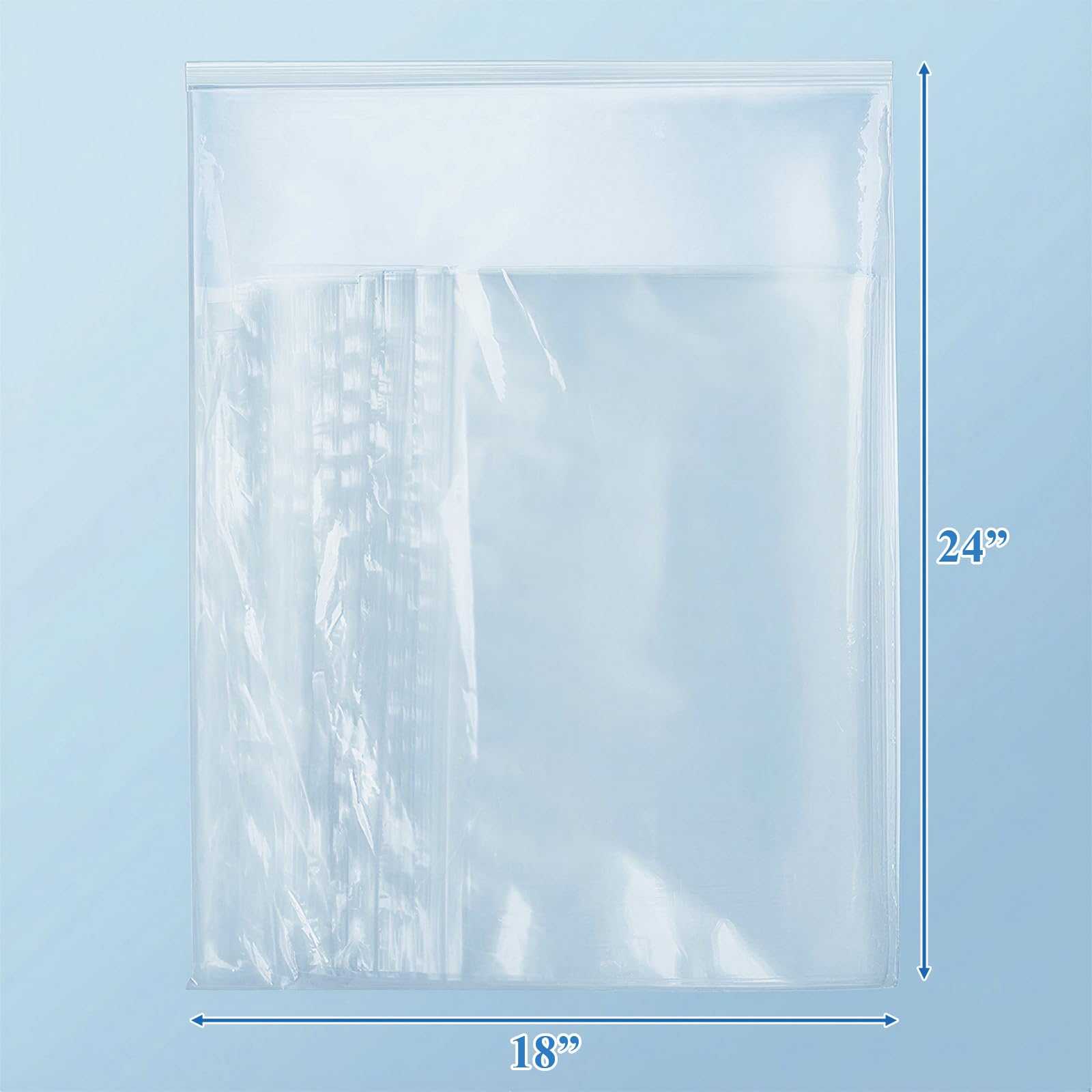 Elsjoy 50 Pack 18" x 24" Large Reclosable Storage Bags, 5 Gallon Resealable Zipper Plastic Bags for Clothes, Clear Reusable XL Zip Bags for Moving, Food, Clothing