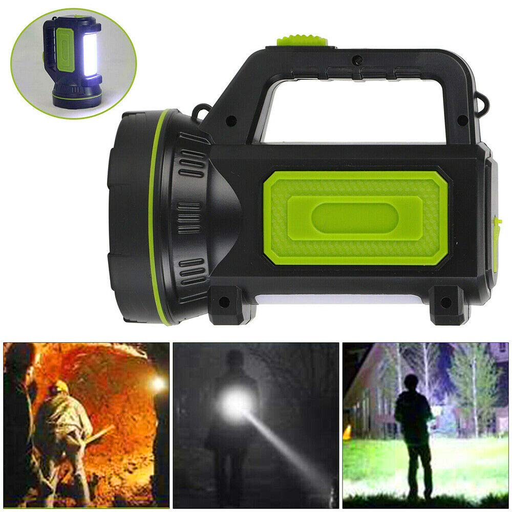 Super Bright Spotlight, Rechargeable Flashlight 6000mah Led Torch with Side Light Searchlight High Power Waterproof Handheld Flashlight for Camping Emergency Hiking Hunting