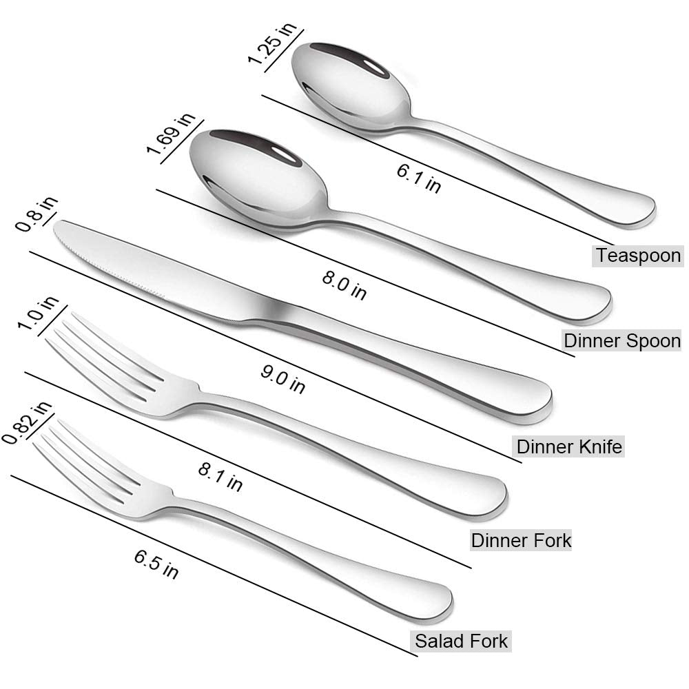 Flatware Set, 20-Piece Elegant Silverware Cutlery Set, Stainless Steel Utensils Service for 4, Include Knife/Fork/Spoon, Mirror Polished, Dishwasher Safe
