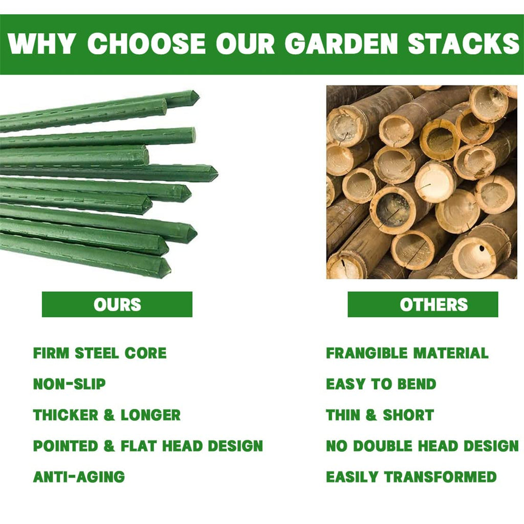 Garden Stakes, Plant Support Sticks Sturdy Gardening Plant Support Stake 20PCS Plastic Coated Steel Core Plant Sticks with 5PCS Connector for Climbing Plants Beans and Shrubs(41CM Length)