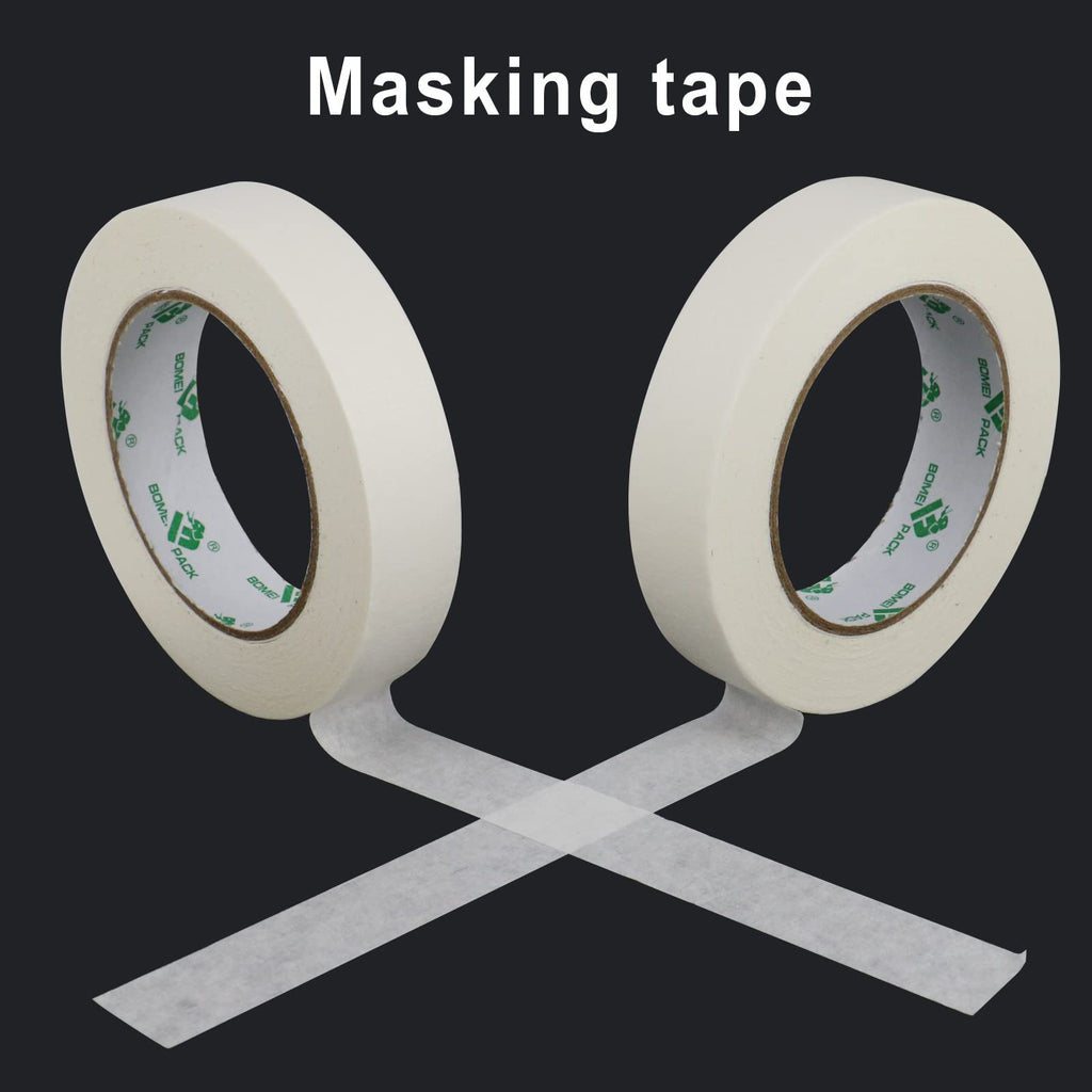 BOMEI PACK Masking Tape, 18mm, 24mm and 36mm x 55m, 6 Rolls for General Painting