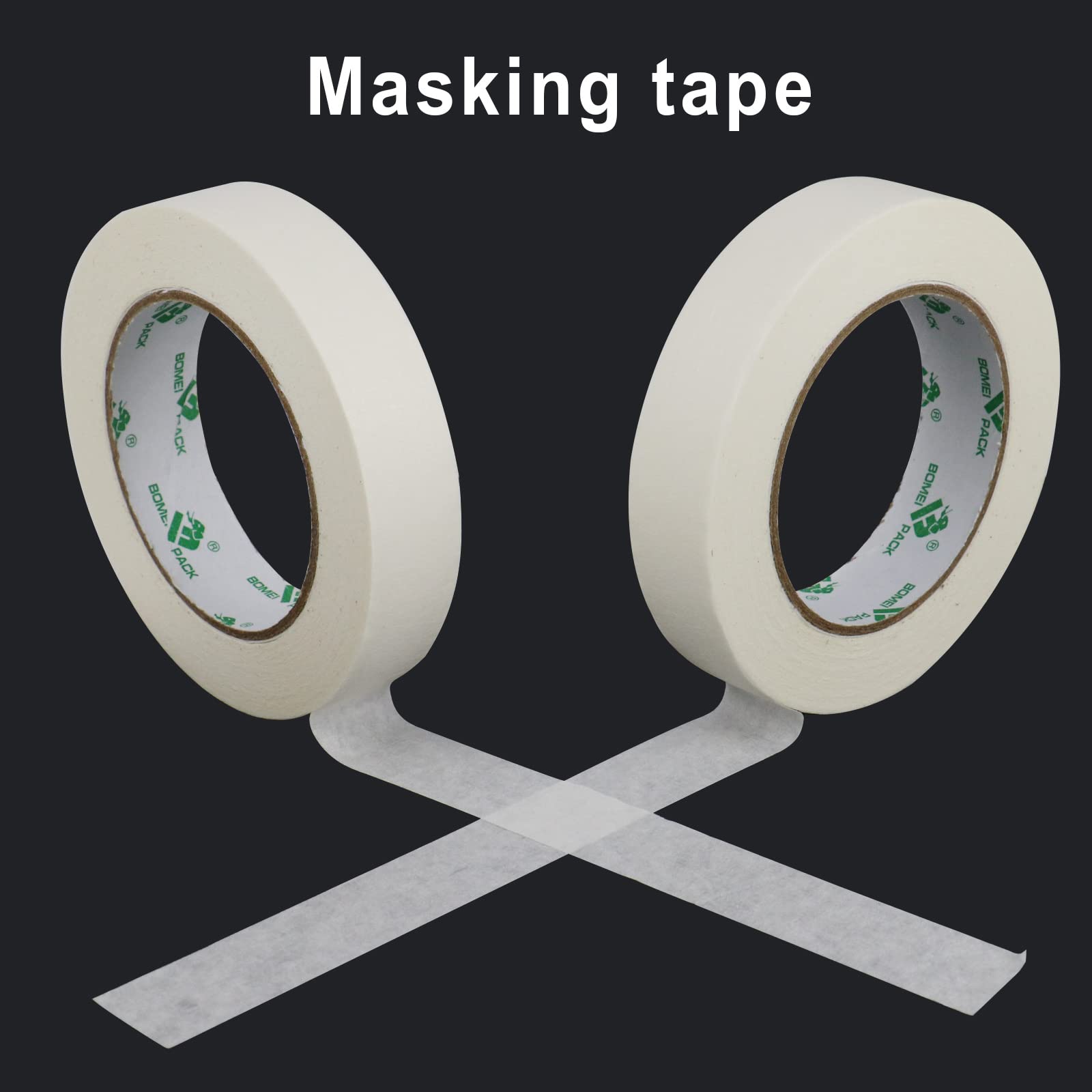 BOMEI PACK Masking Tape, 18mm, 24mm and 36mm x 55m, 6 Rolls for General Painting