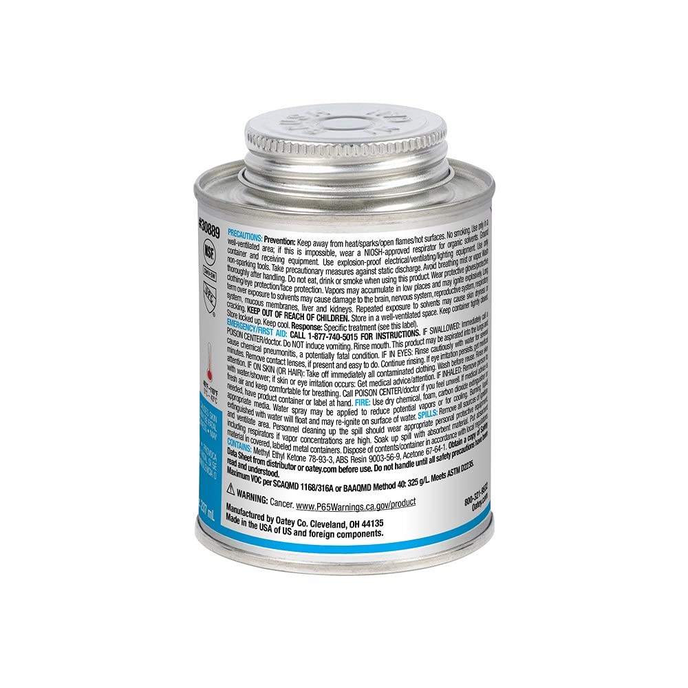 Oatey 30889 ABS Medium Cement, Black, 8-Ounce