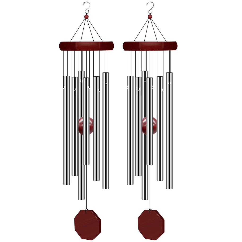 2 Pack Pgzsy Memorial Wind Chimes Outdoor Large Deep Tone, Elegant Sympathy Wind-Chime Personalized with 6 Tuned Tubes for Garden Patio Balcony and Home