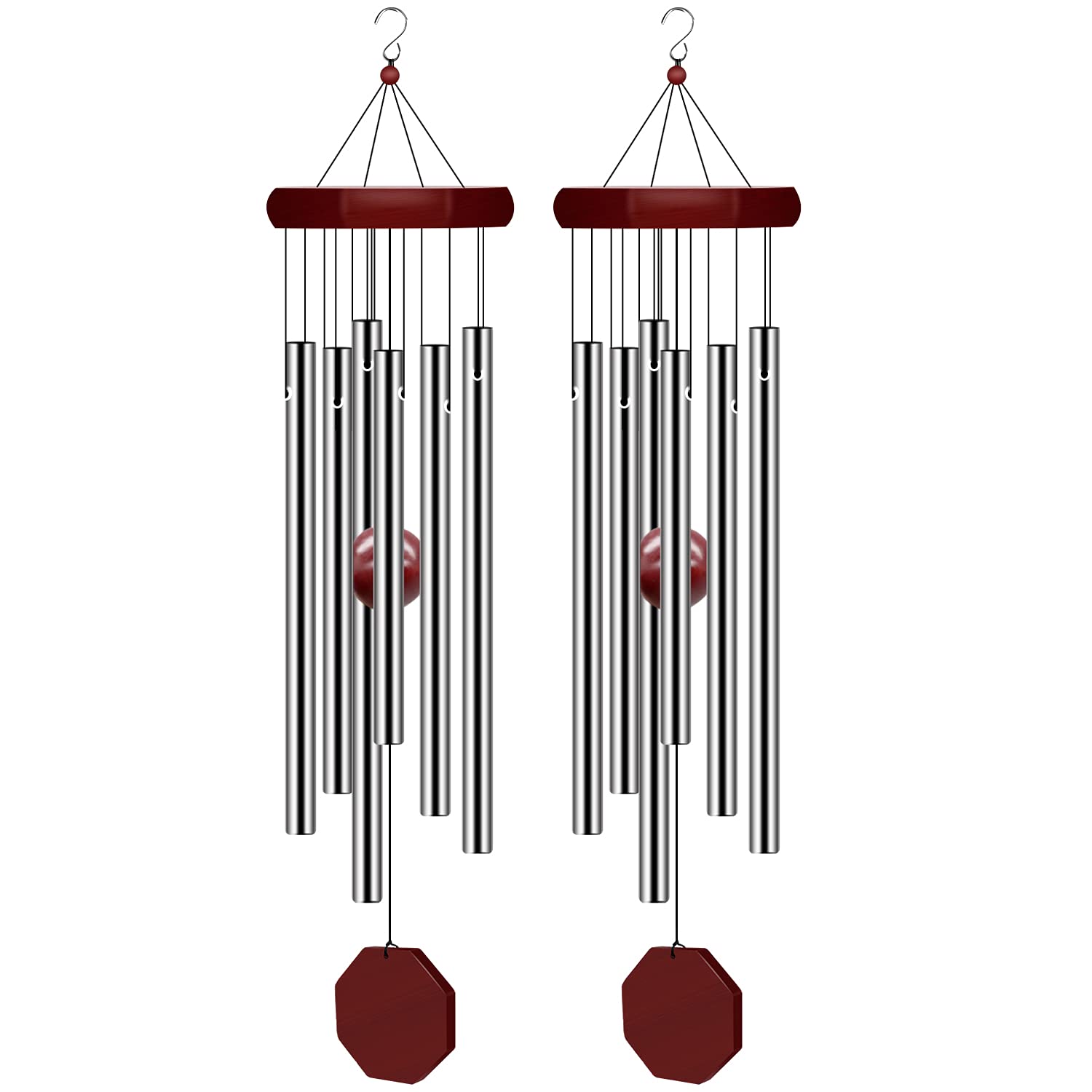 2 Pack Pgzsy Memorial Wind Chimes Outdoor Large Deep Tone, Elegant Sympathy Wind-Chime Personalized with 6 Tuned Tubes for Garden Patio Balcony and Home