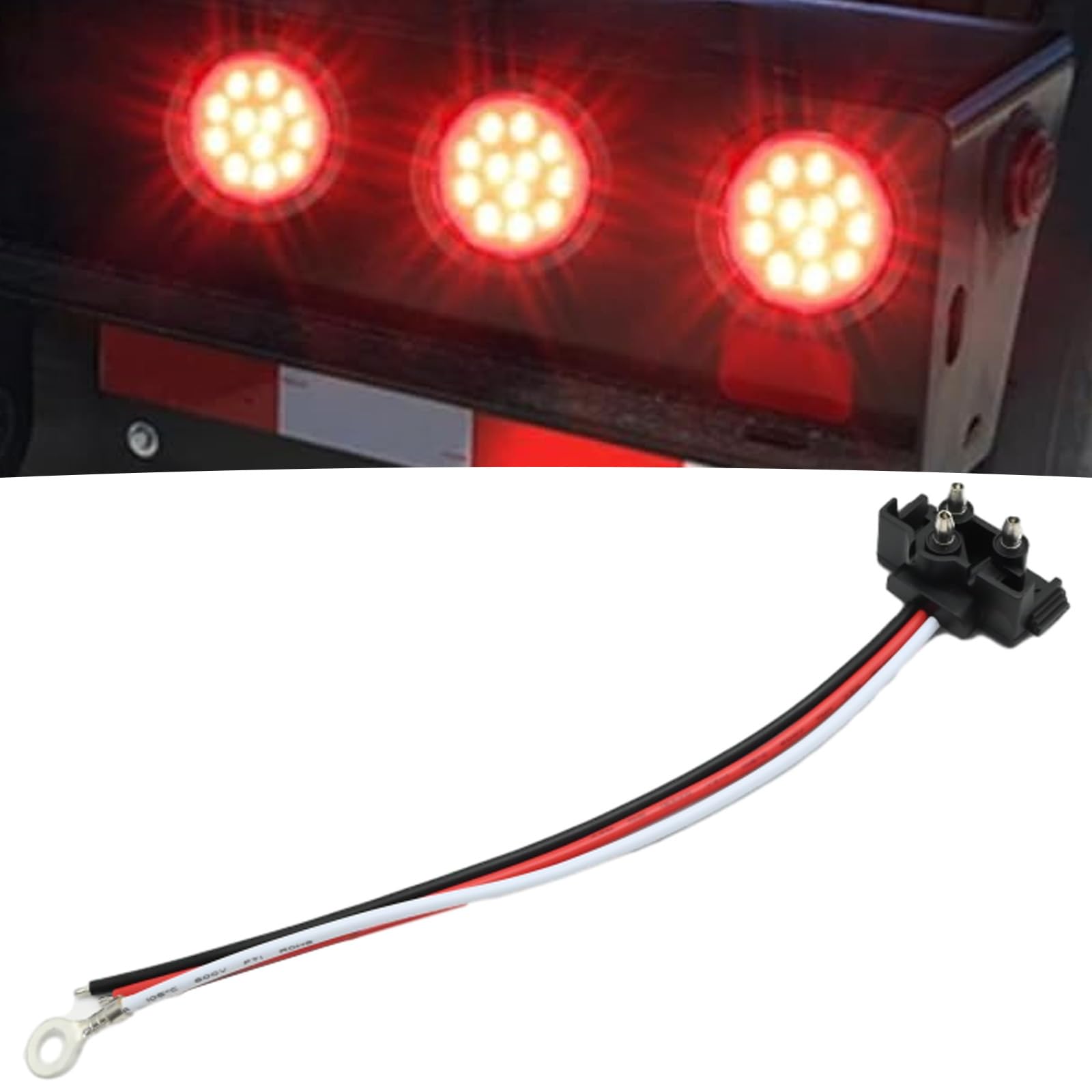 Newnessai 10 Pcs 3-Pin Trailer Connector, 3 Wires Pigtail Harness Plug for Trucks' Stop Turn Tail Backup for 4" Round & 6" Oval