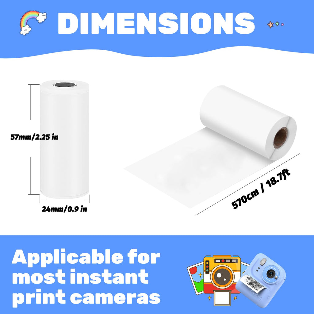 Teslahero 10 Rolls Kids Camera Instant Print Paper - BPA-Free Thermal Paper for Most Children's Printing Cameras, Capture & Create