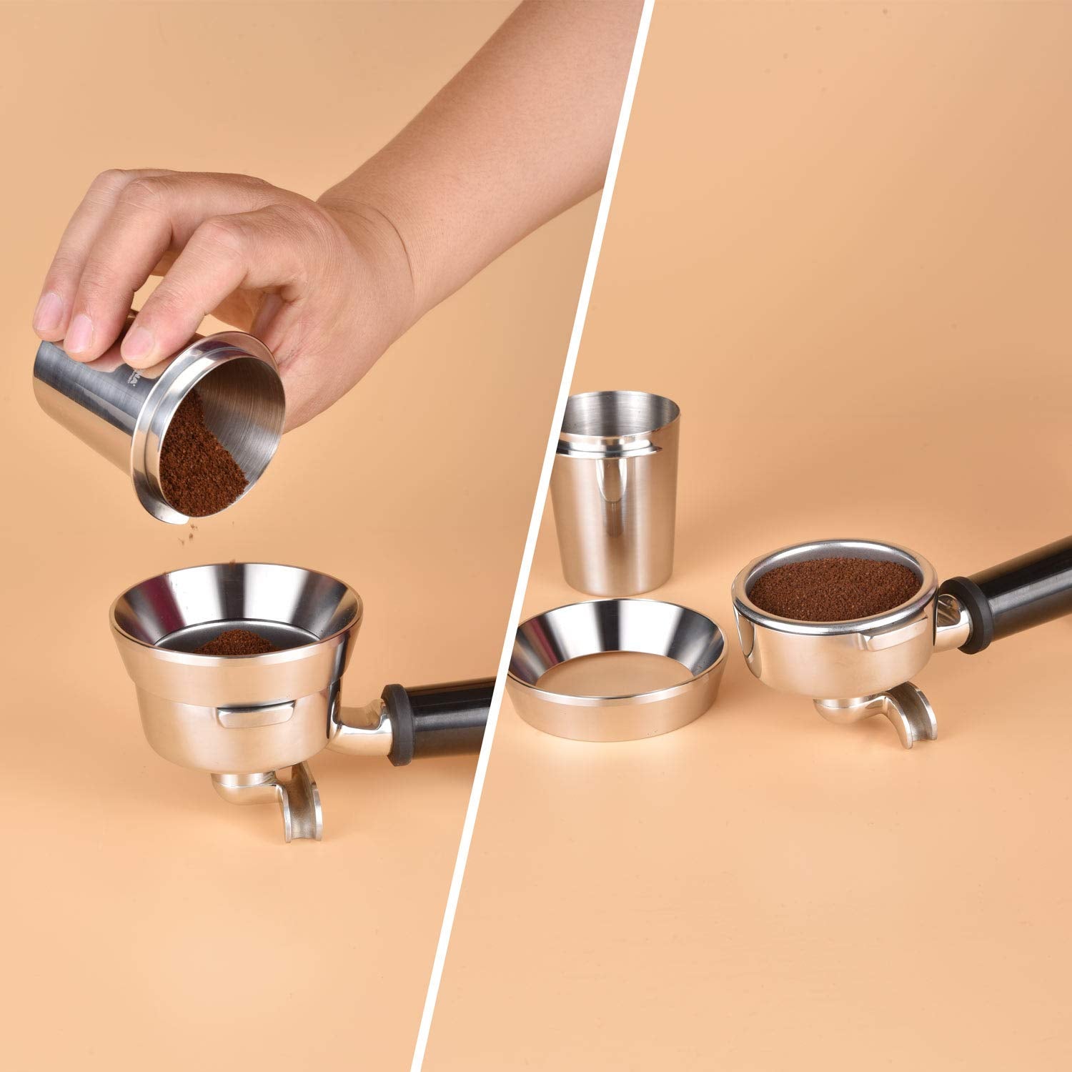 MATOW 58mm Espresso Dosing Funnel, Stainless Steel Coffee Dosing Ring Compatible With Portafilter