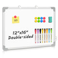AMUSIGHT Magnetic White Board, Dry Erase Board for Wall, Double-Sided 16" x 12" Small Hanging Cubicle Whiteboard, Portable for Planning, Kitchen, Memo, School, Home, Office