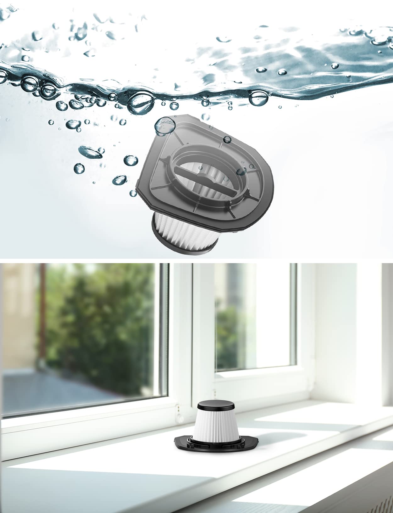 HEPA Filter 3 Pack, Washable, Reusable, Replaceable, Suitable for Brand Portutif V1 8000pa Wireless Handheld Vacuum Cleaner, High Efficiency Filter Dust Garbage Pet Hair