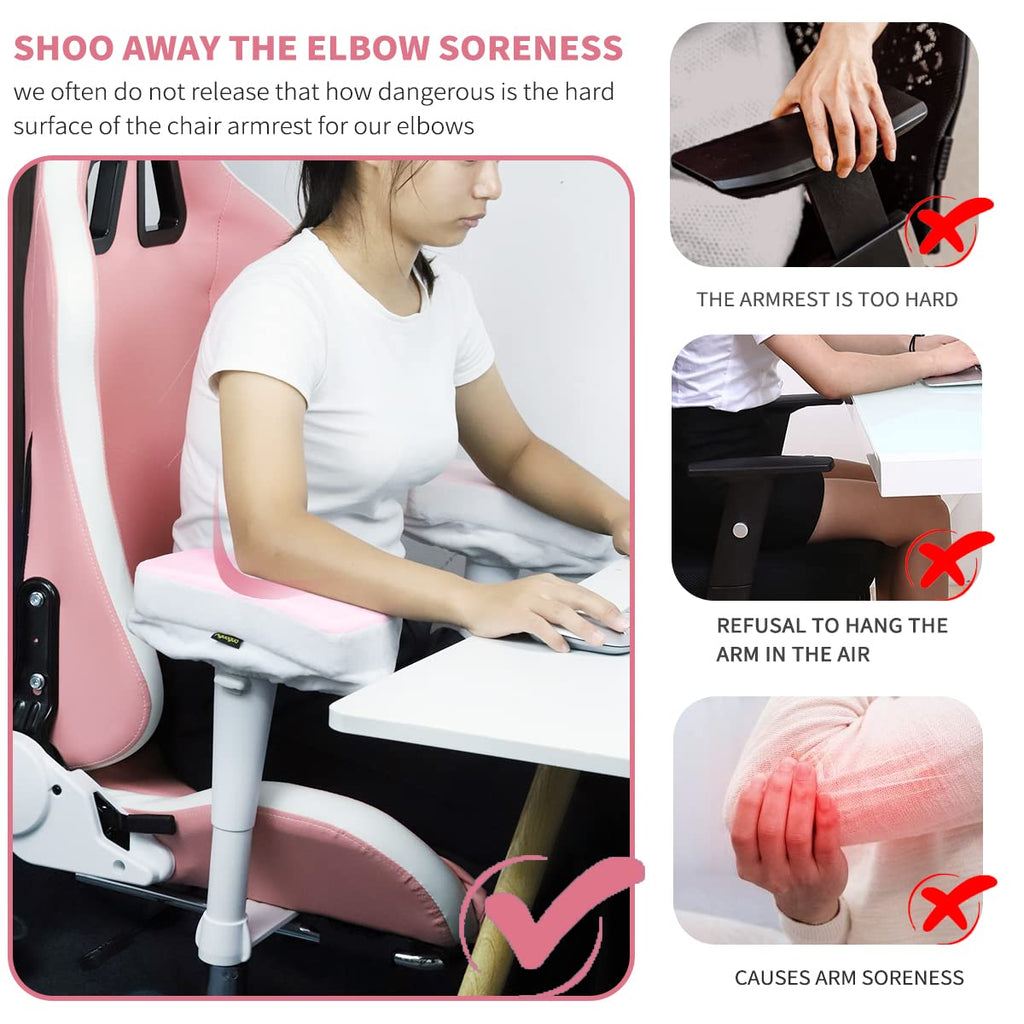 Ergonomic Memory Foam Office Chair Armrest Pads-Armrest Replacement Pads- Elbow Support Cushion for Computer, Gaming and Desk Chairs (Set of 2)