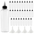MAHIONG 30 PCS 8 oz Plastic Squeeze Bottles, Round Dispensing Bottles with Twist Top Cap and Funnel for Crafts, Kitchen, Household, Clear