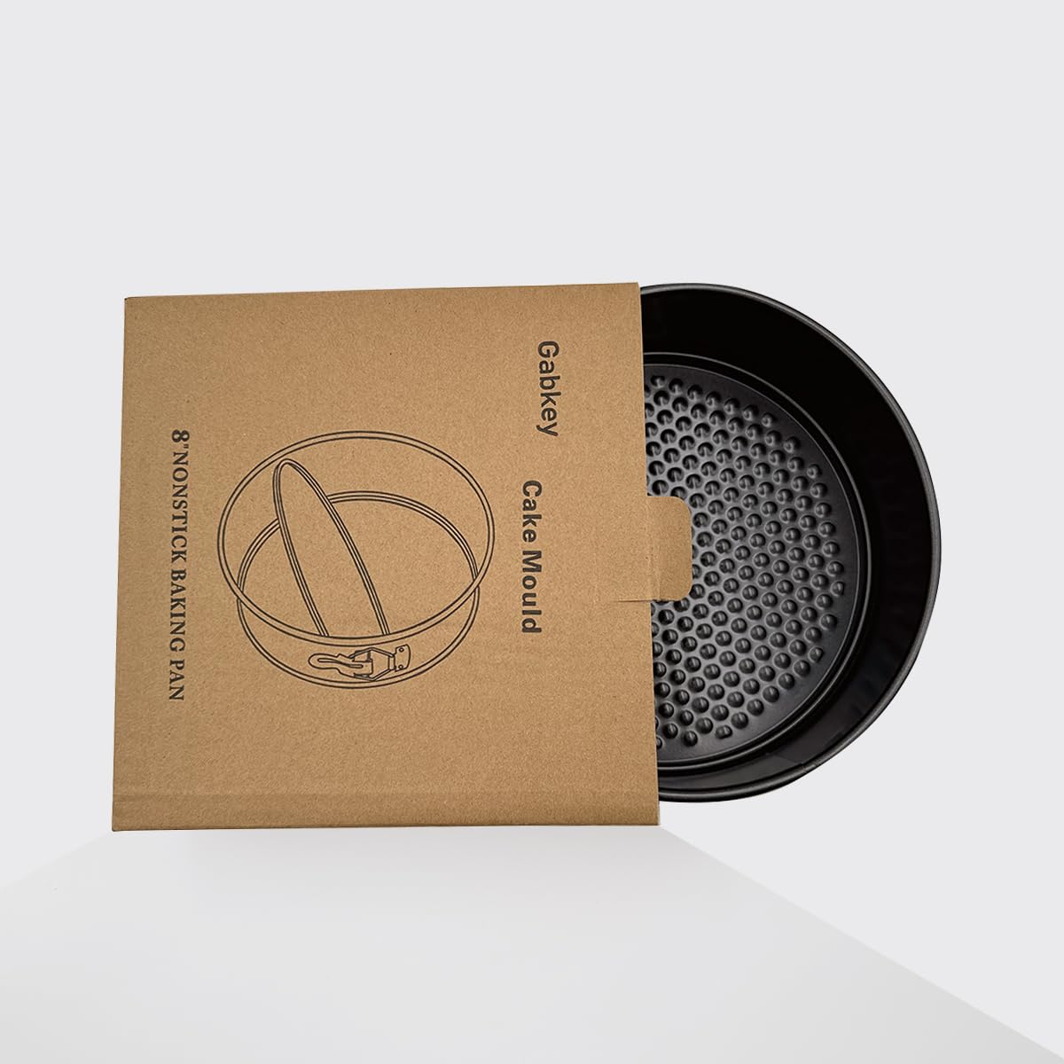Gabkey 8 inch Circular Springform Carbon Coated Rolled to Interlocking and Leak-Proof Seal Cake Pan