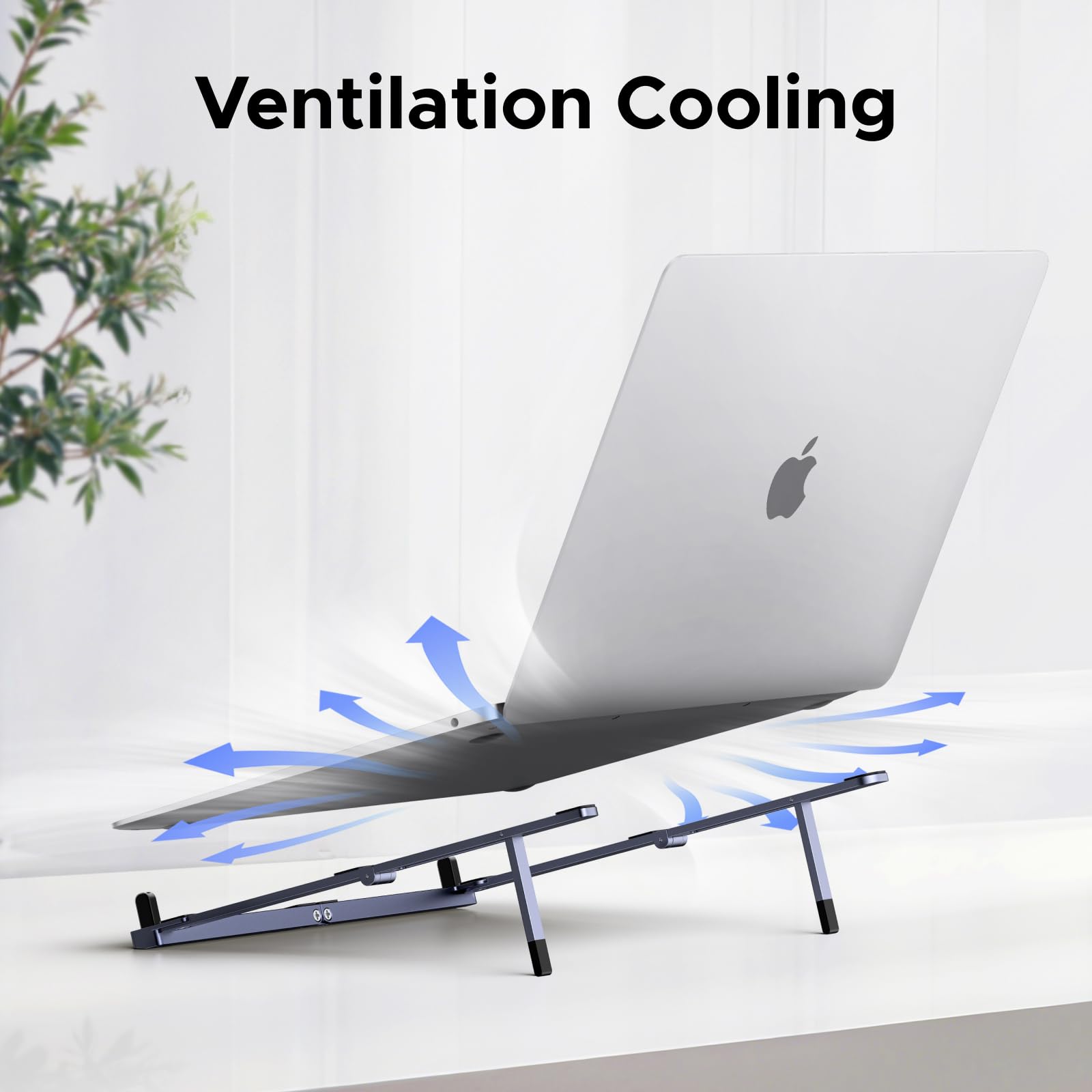 UGREEN Aluminum Laptop Stand for Desk, Foldable Ergonomic Laptop Riser with Anti Slip Silicone Pads, Portable Lap Desk Computer Holder for up to 17.3" Laptops, MacBook