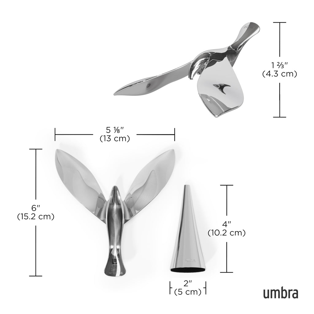 Umbra Tipsy Bottle Opener – Balancing Bird Sculptural Bar Tool and Accessory, Chrome