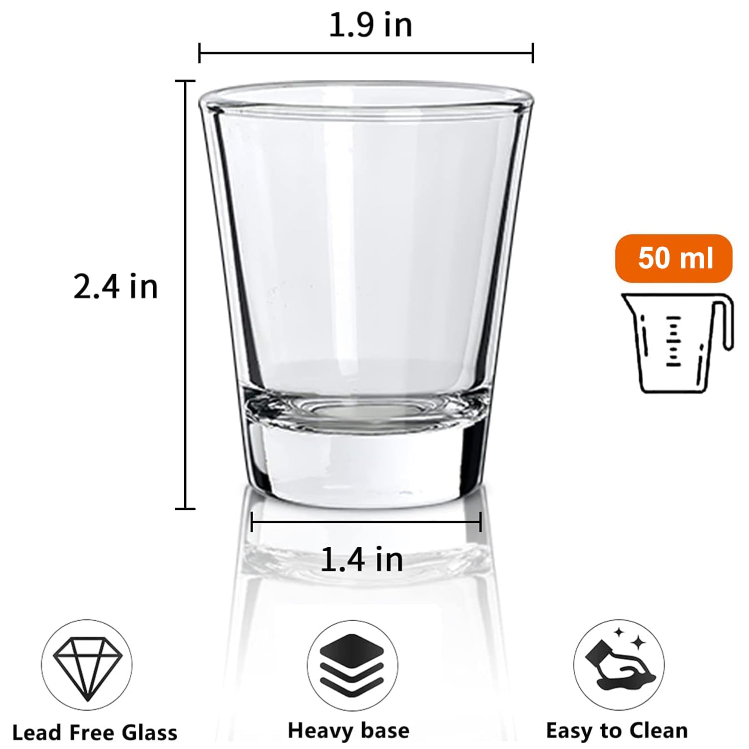 Shot Glasses Set of 36 Clear 50 ml Shot Glass Heavy Base Shot Glasses Bulk Tequila Glass [Gift Set]