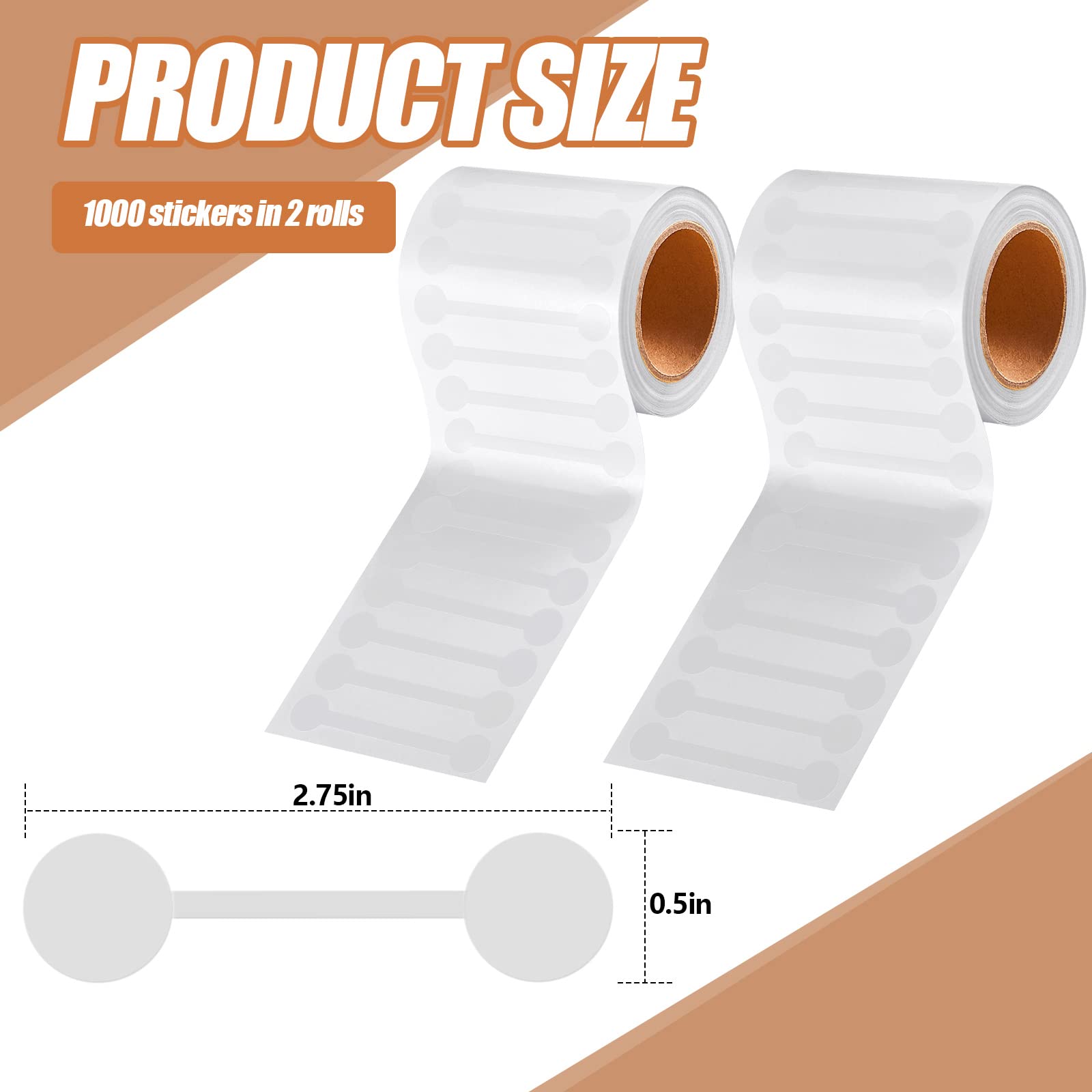 Teling 2 Rolls 1000 Pcs Tamper Evident Tape 2.75 x 0.5 Inch Tamper Proof Stickers Decals Transparent Evident Labels Blank Tape Clear Resistant Stickers for Food Drink Packaging Sealing Delivery Supply
