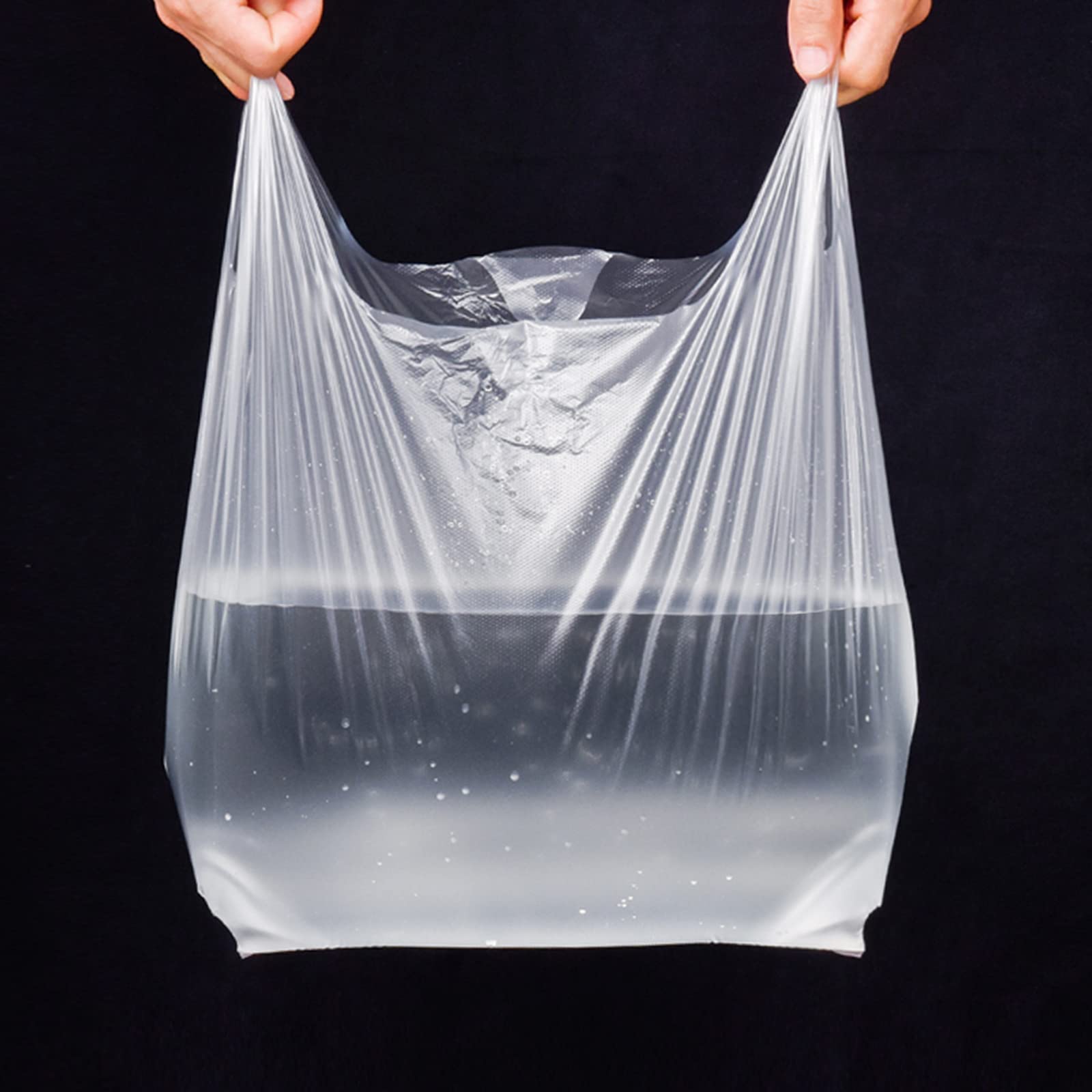 T Shirt Bags Plastic Grocery Bags with Handles for Merchandise and Supermarket, Bolsas De Plastico Para Negocio, 12 x 20 Inch (White, 200Pcs)