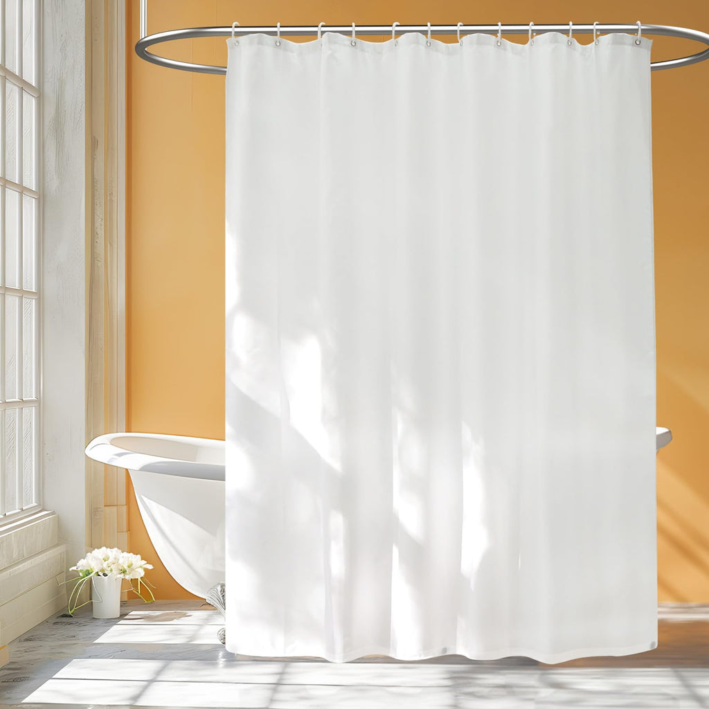 Seenus 72 x 78 inch Extra Long Fabric Shower Curtain Liner with 3 Large Magnets, Waterproof Cloth Shower Liner Washable Hotel Quality, White Shower Curtain Long for Bathroom