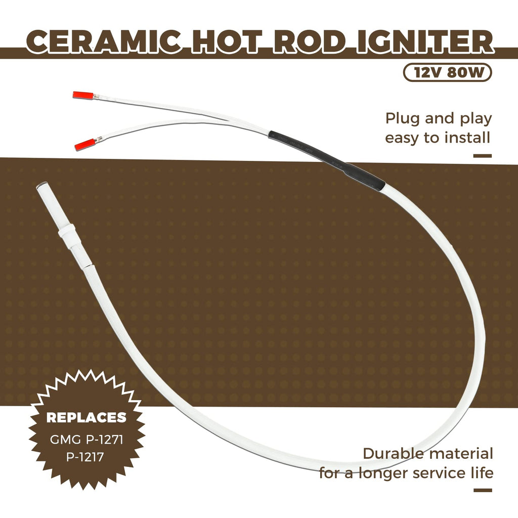 12V Ceramic Hot Rod Igniter Replacement Parts for Green Mountain Daniel Boone and Jim Bowie Wood Pellet Grills, GMGP-1217/P-1271
