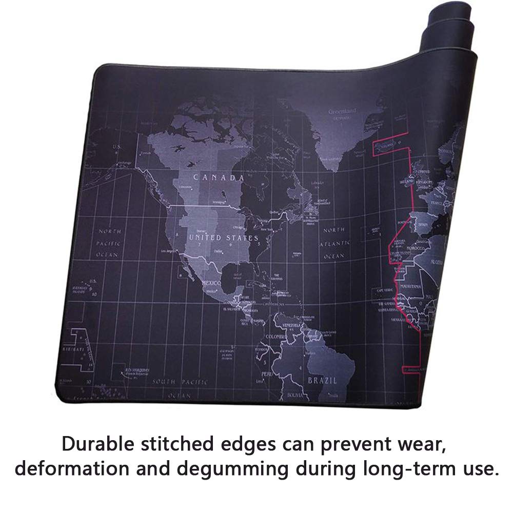Gaming Mouse Pad Large Extended Mouse Mat with Stitched Edge Desk Mat Keyboard Pad for Laptop Computer Desktop PC Gamer Office and Home Non-Slip Rubber Mousepad (Map, 35.4" x 15.7")