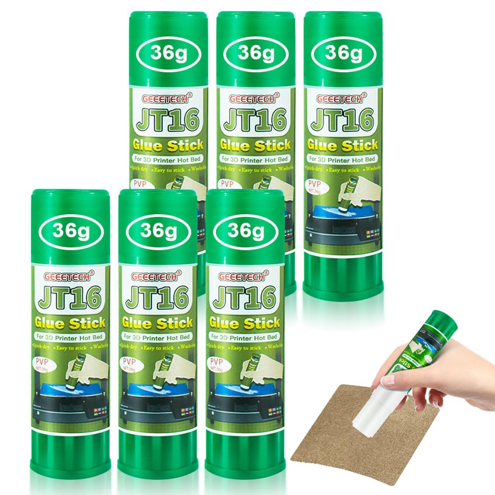 6PCS 3D Printer Glue Sticks, PVP Solid Glue Sticks for Hot Bed Plate, Washable, Reduce Warping for PLA, ABS, PETG, HIPS, TPU Filament on PEI, Glass, Aluminum, Buildtak Board