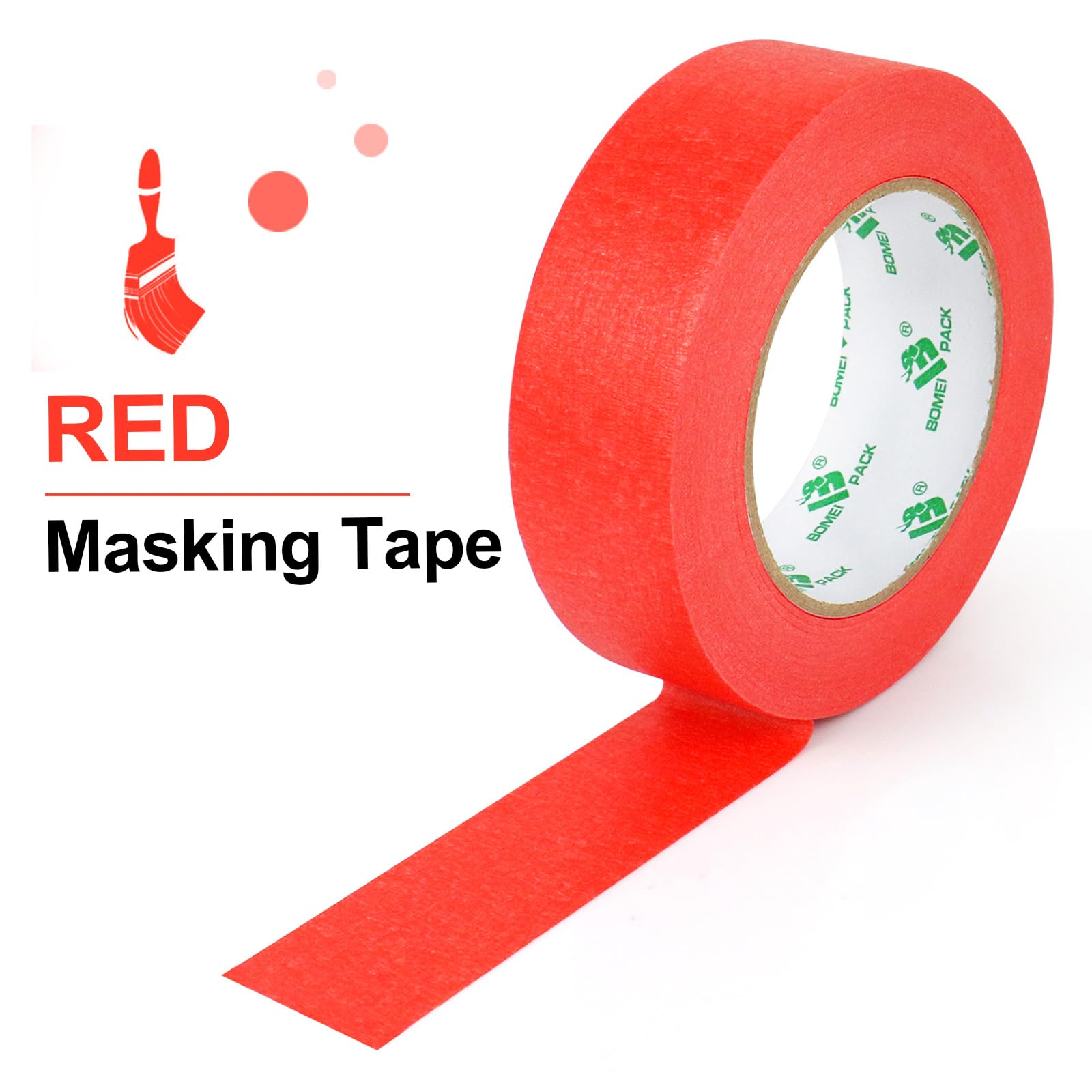 BOMEI PACK 5Rolls Red Masking Tape 36mm x 55yds, General Purpose Red Painters Tape for Painting, Labeling, DIY Crafting, Decoration and School Projects, Total 275yds