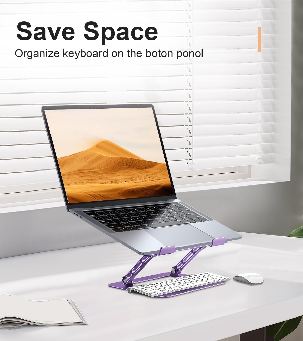 Aoviho Adjustable Laptop Stand for Desk,Portable Laptop Stand Holder and Riser,Foldable Aluminum Notebook Computer Stands for MacBook Air Pro HP Lenovo Dell Samsung Chromebook, 10-15.6 inch (Purple)