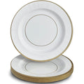 Elegant White/Gold Plastic Charger Paper Plates with Ruffled Rim - 13" (Pack of 18) - Perfect for Anniversary, Wedding, Thanksgiving Celebrations & More
