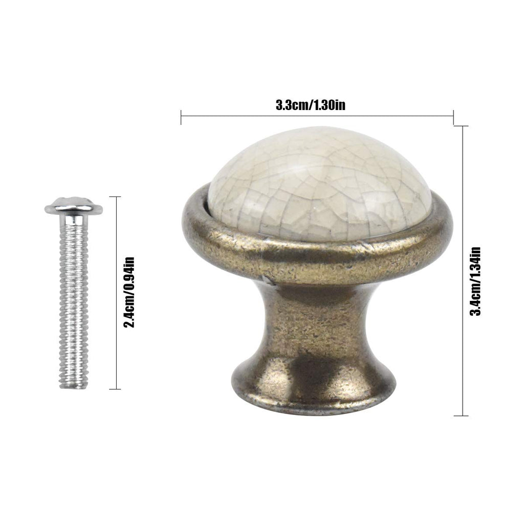AvoDovA 10PCS Vintage Cabinet Knobs, 33MM Ceramic Knobs, Vintage Shabby Chic Round Drawer Knobs, Kitchen Cabinet Cupboard Drawer Door Knobs Pull Handles for Chest of Drawers Kitchen Cabinet Cupboards