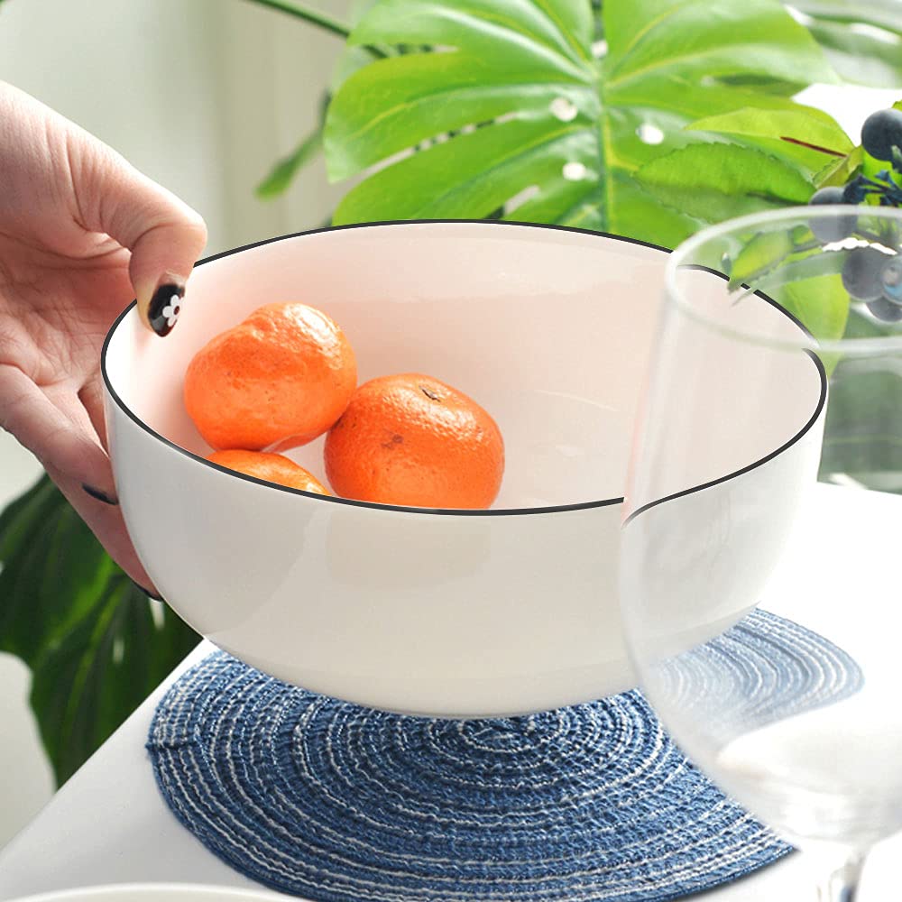 Houlu 40 oz Soup Bowls, Cereal bowls, Pho Bowls, Salad Bowls, Off White Porcelain Bowl Set of 4, 7 inch