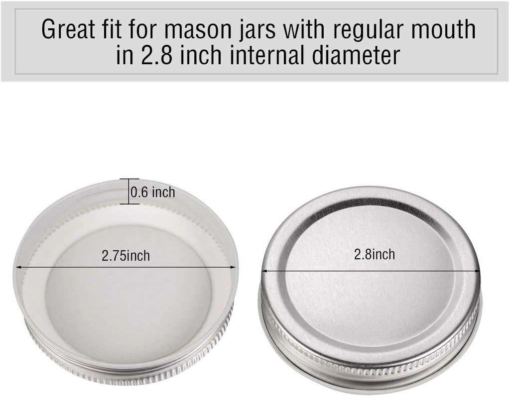 30 Packs Mason Jar Lids Regular Mouth Leak Proof Secure Mason Storage Solid Caps (Silver)