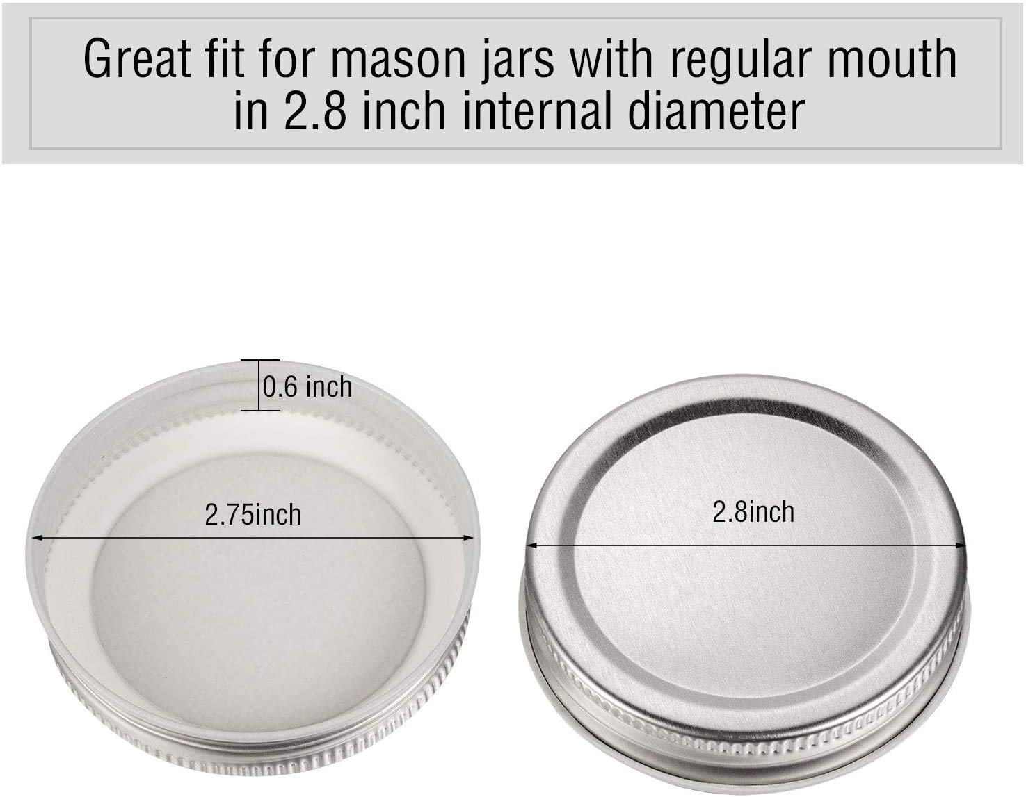 30 Packs Mason Jar Lids Regular Mouth Leak Proof Secure Mason Storage Solid Caps (Silver)