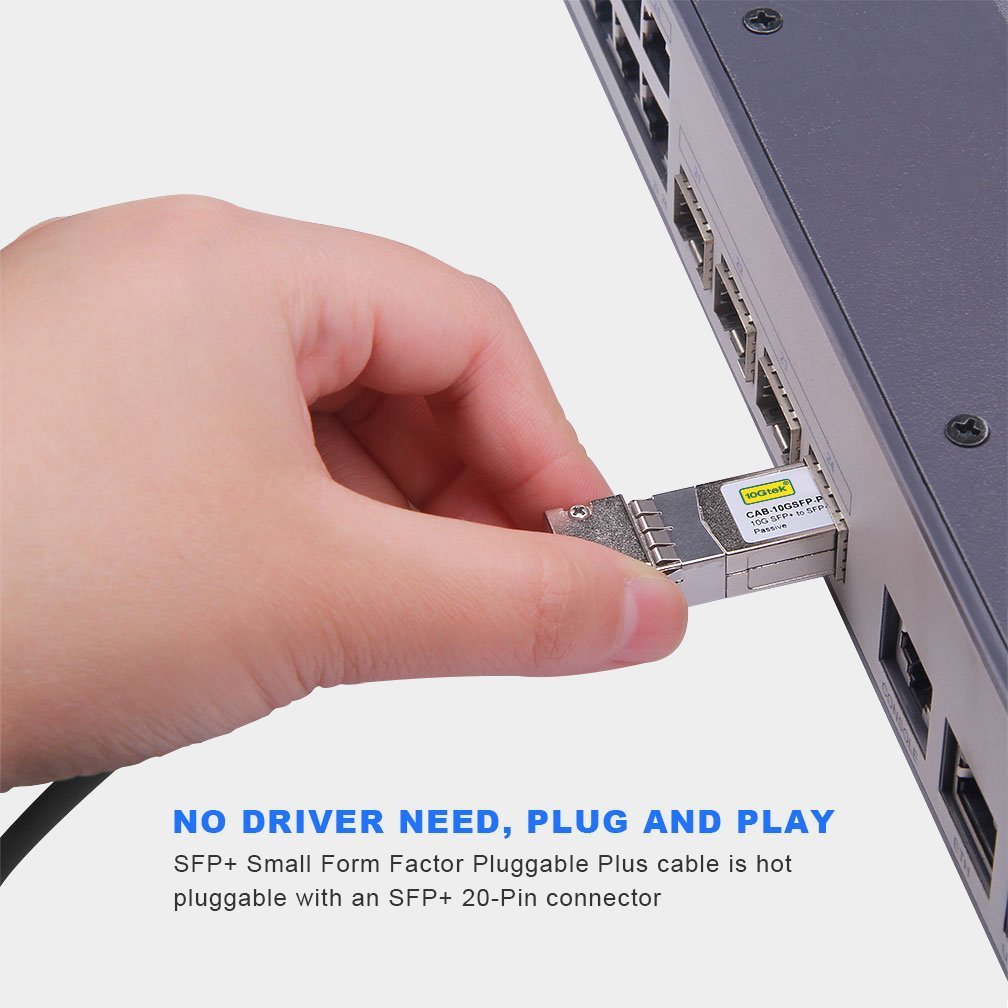 10GTEK SFP+ DAC Twinax Cable, 10G SFP+ to SFP+ Direct Attach Copper Patch Passive Cable for Cisco SFP-H10GB-CU1M, Ubiquiti UniFi UC-DAC-SFP+, Meraki, Mikrotik, Netgear, D-Link and More, 1-Meter(3.3ft)