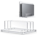 Vertical Laptop Stand for Desk, OMOTON Acrylic Dual Laptop Holder Desktop Clear Adjustable Dock for MacBook Pro Air, HP, All Gaming Laptops up to 17” (Clear)