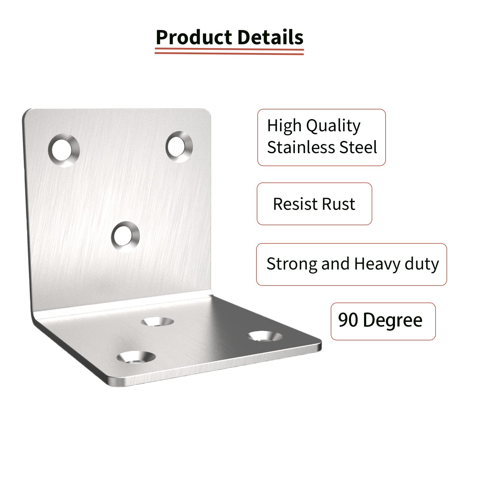 Stainless Steel Corner Bracket,Joint Right Angle Bracket,L Shape Heavy Duty Metal Corner Brace Shelf Supporter for Wood Aufuga (20, 2x2x2)