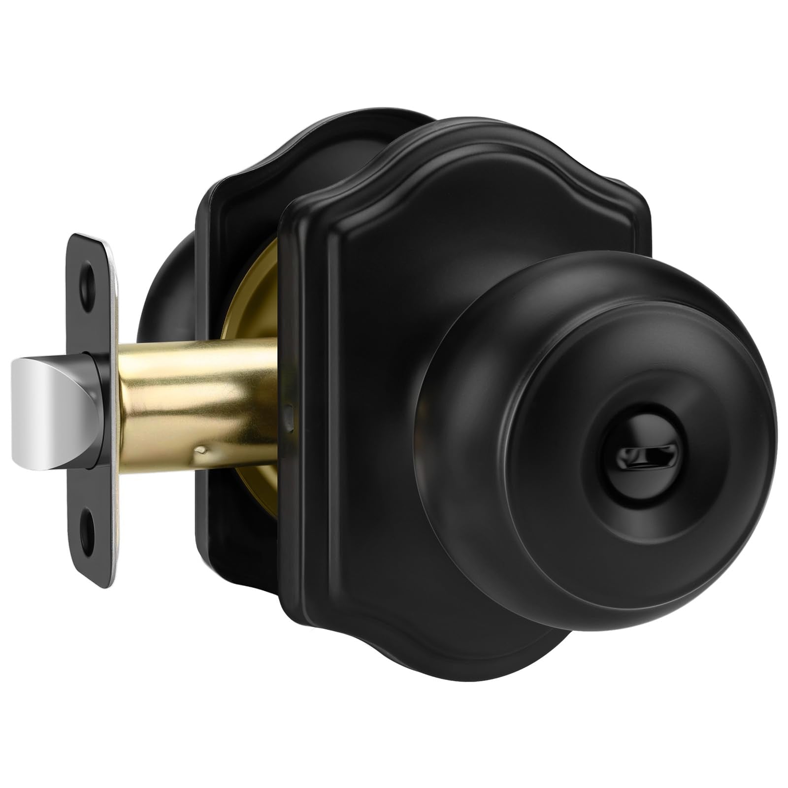 goldenwarm 1 Pack Black Door Knobs Privacy DoorKnob, Bedroom Doors Lock, Door Knob with Lock Reversible Handle with Lock for Left or Right Keyless Bathroom,Modern Home Décor