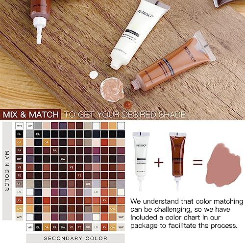 Wood Filler Stainable, SEISSO Wood Furniture Repair Kit for Wooden Scratches, Wear & Tear Cover Remover - Touching up Any Colors Wood Laminate Floor Hardwood - 12 Colors