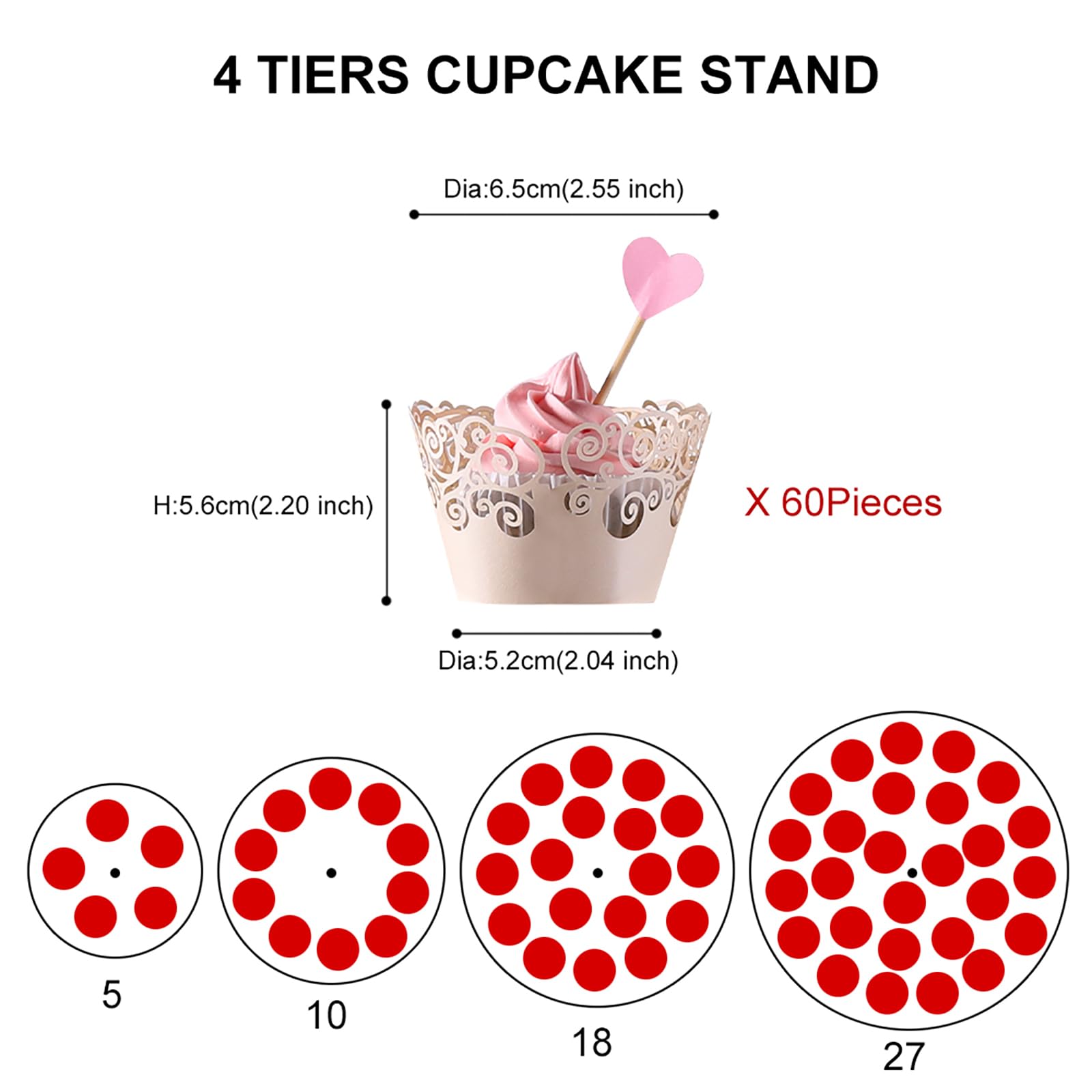 Cupcake Stand, 4-Tier Round Acrylic Cupcake Display Stand Dessert Tower Pastry Stand for Wedding Birthday Theme Party- 15.7 Inches (Transparent)
