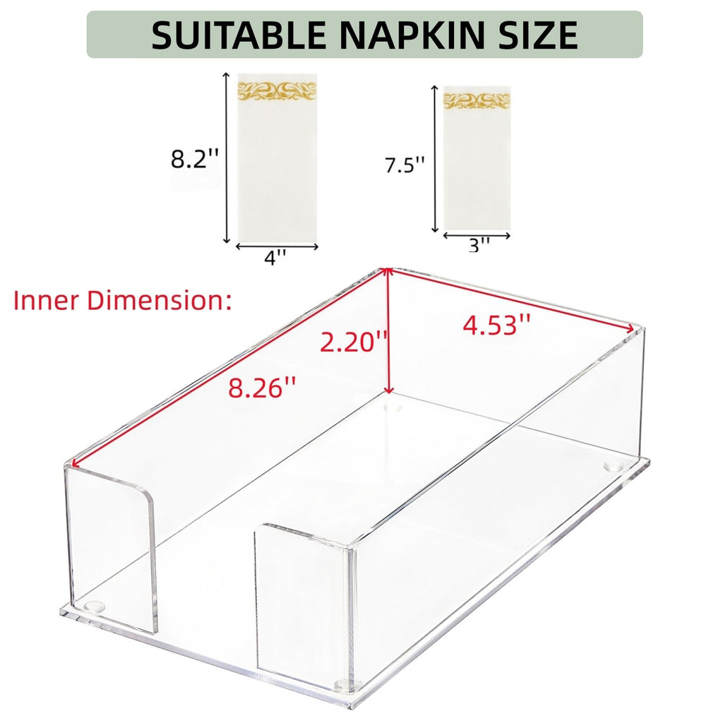 Cididu Set of 2 Acrylic Guest Towel Napkin Holder, Clear Paper Towel Storage Tray Cocktail Dinner Napkin Holder, Disposable Paper Hand Towel Holder for Modern Buffet Kitchen Dining Room Bathroom Party