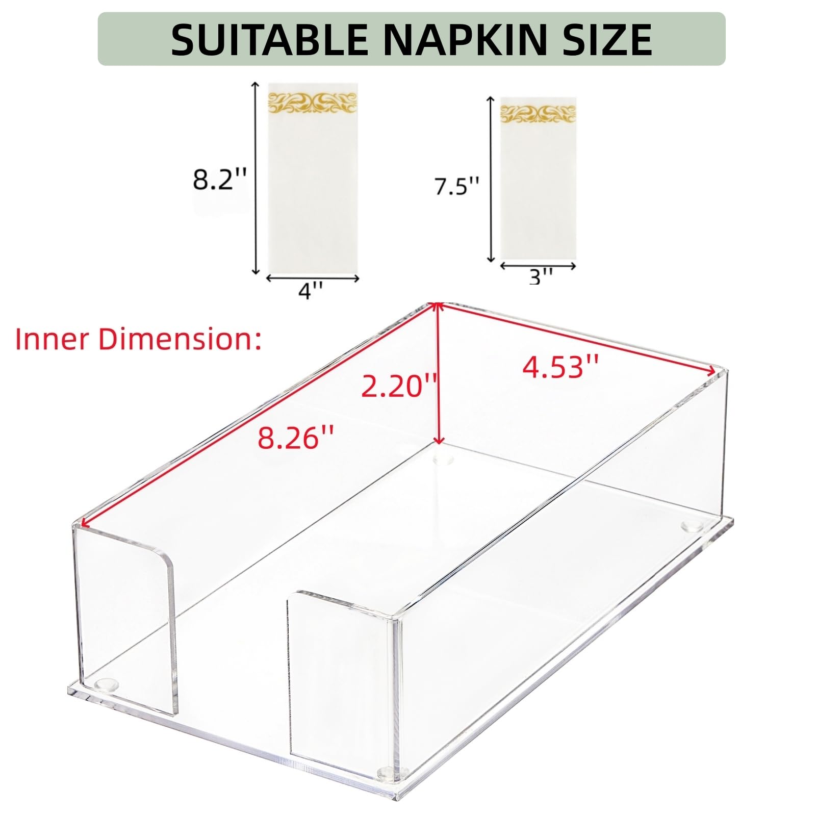 Cididu Set of 2 Acrylic Guest Towel Napkin Holder, Clear Paper Towel Storage Tray Cocktail Dinner Napkin Holder, Disposable Paper Hand Towel Holder for Modern Buffet Kitchen Dining Room Bathroom Party