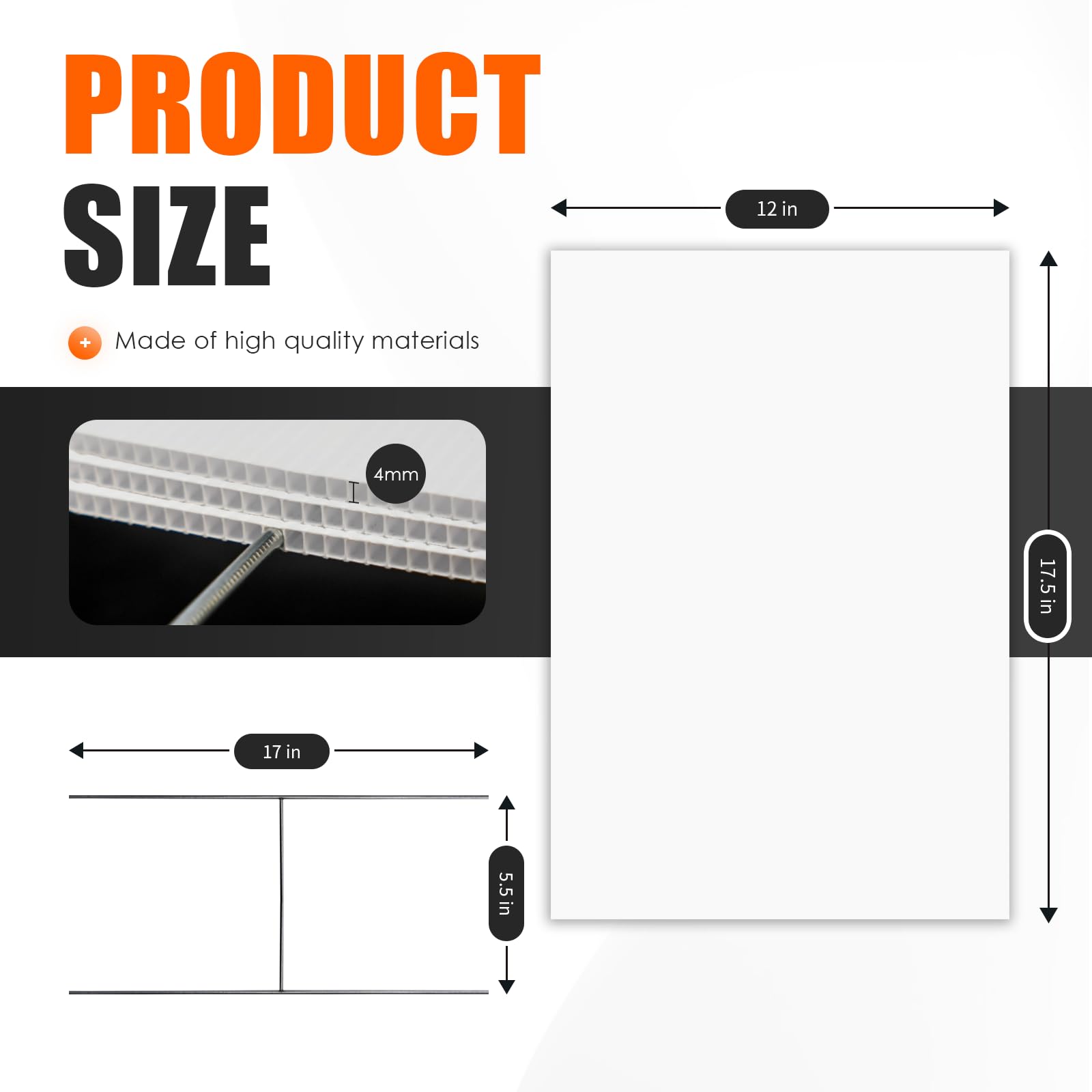 WENWELL Blank Yard Signs with H-Stakes, 17x12 inches, Double-Sided, White Corrugated Plastic Board, 7 Pack