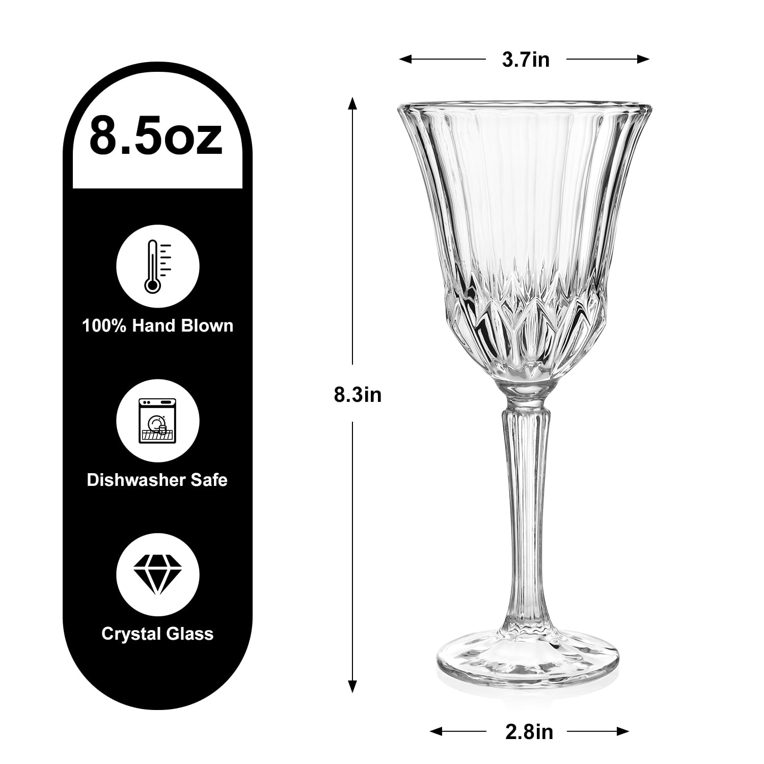 Whisquor Wine Glasses Set of 6, Hand Blown Crystal Wine Glasses, Lead-Free Wine Glassware for Daily Use and Hosting Guests, Gifts for Wedding