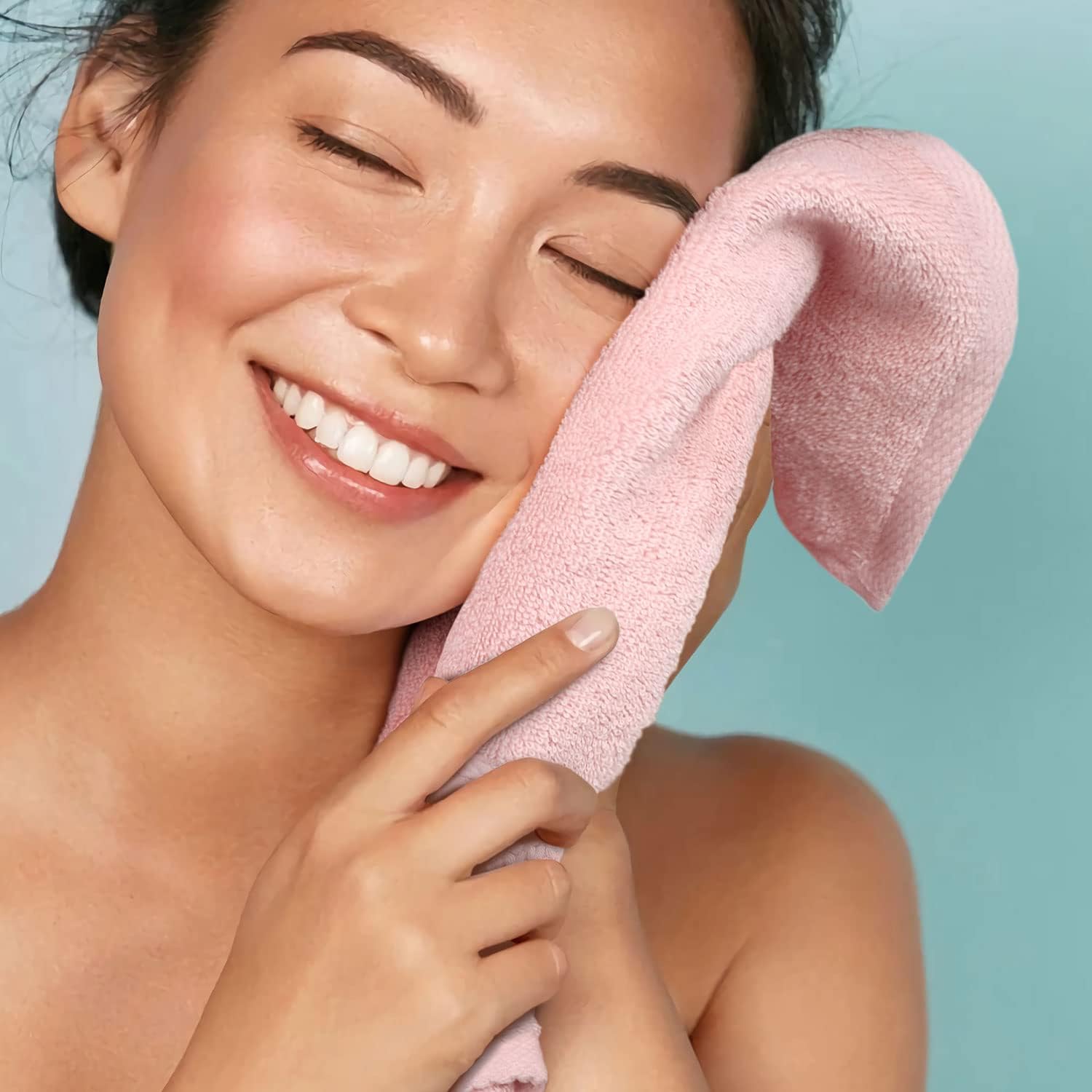 Cleanbear Face-Cloth Washcloths Set,100% Cotton, High Absorbent, 6-Pack 6 Colors, Size13 x13-deep Color