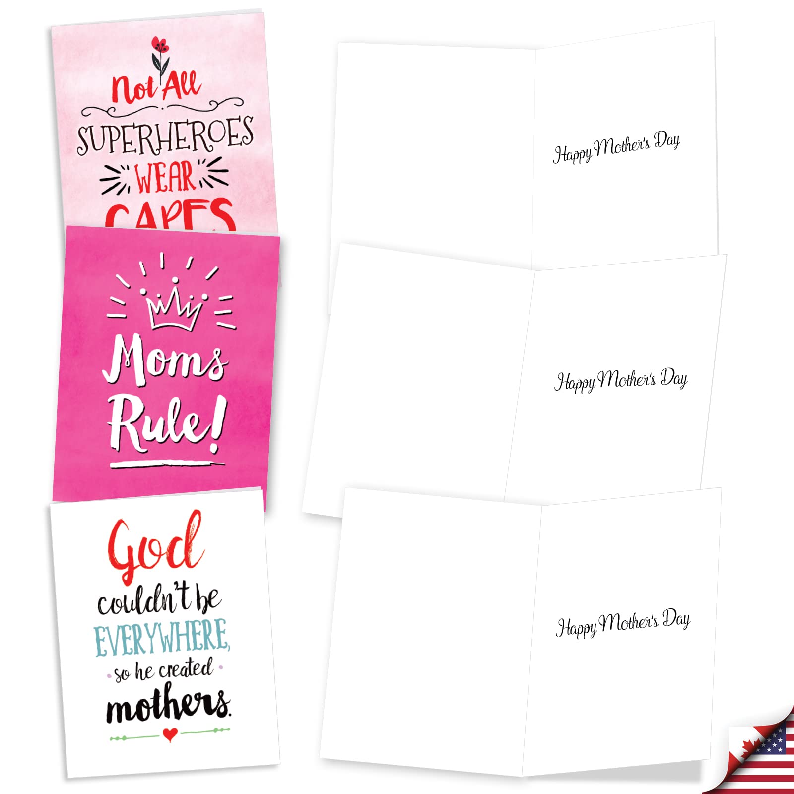 The Best Card Company 36 Assorted Mother's Day Notecards Bulk Box Set 4 x 5.12 Inch w/Envelopes (12 Designs, 3 Each) Greeting Card Pack for Daughter, Girlfriends - Mom Notes AM3138MDG-B3x12